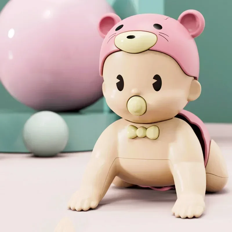 [Zabawne] Urocza lalka raczkująca dla niemowląt z muzyką LED Light Wiggle biodra i zabawka do raczkowania prezent urodzinowy dla dzieci
