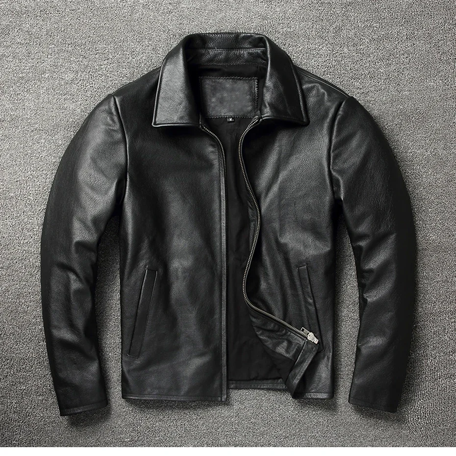 

2025 NEW Cowhide Leather Jacket Men's Motorcycle Biker Spring Natural Genuine leather Jackets Slim Short coat S-6XL PY113