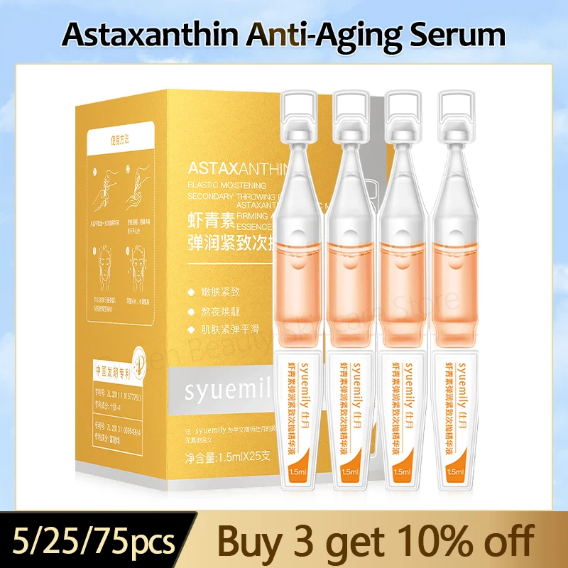 Astaxanthin Anti-Aging Serum Nicotinamide Whitening Essence Vitamin E Hyaluronic Acid Moisturizing Korean Skin Care Products