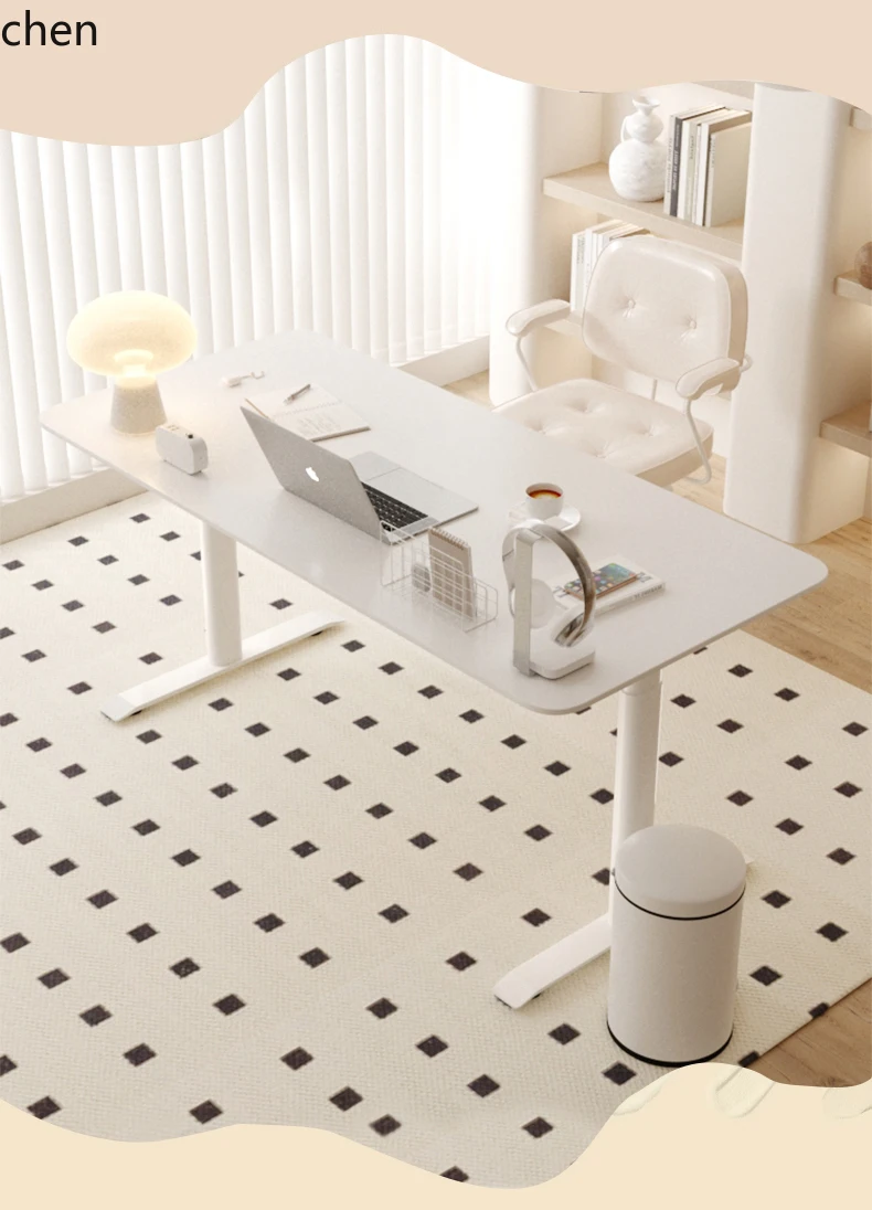 ZML Electric Height Adjustable Desk Home Pure Rock Plate Automatic Lifting Double Long Computer Office Study Desk