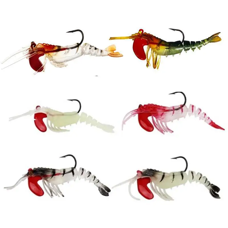 Luya Bait Jig Hook Luminous Shrimp Jumping Broken Section Soft Shrimp with Sinker Sub-Section Shrimp Bait Luer Soft Lure Wholesa