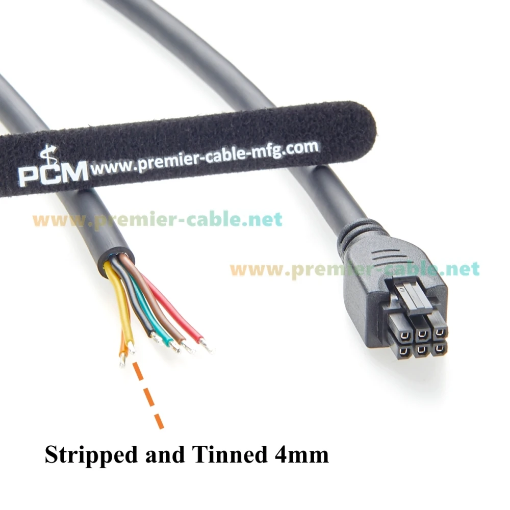 สายเคเบิลแบบเปิดปลาย รองรับ Molex 430250600 6 ขา Micro-Fit 3.0 ตัวเมีย แบบสองแถว 6 วงจร สำหรับส่งสัญญาณและจ่ายไฟ