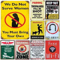 Warning Metal Tin Signs Keep Out Wall Decoration Plaque Vintage Art Poster Iron Painting for Man Cave Home Cafe Garden Club Bar