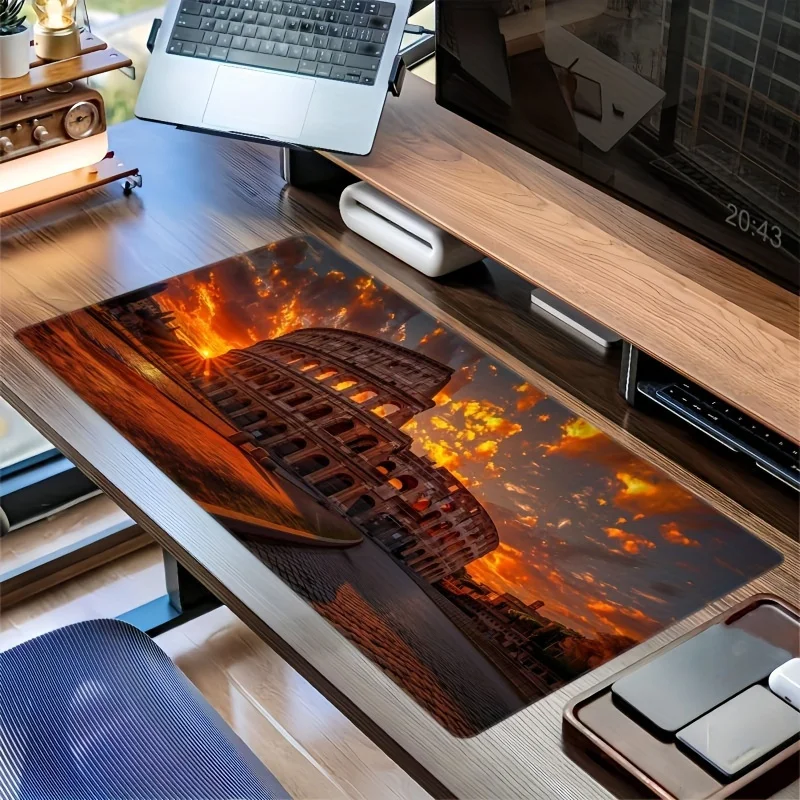 Colosseum Sunset Extended Mouse Pad Non-Slip Rubber Desk Mat for Gaming and Office