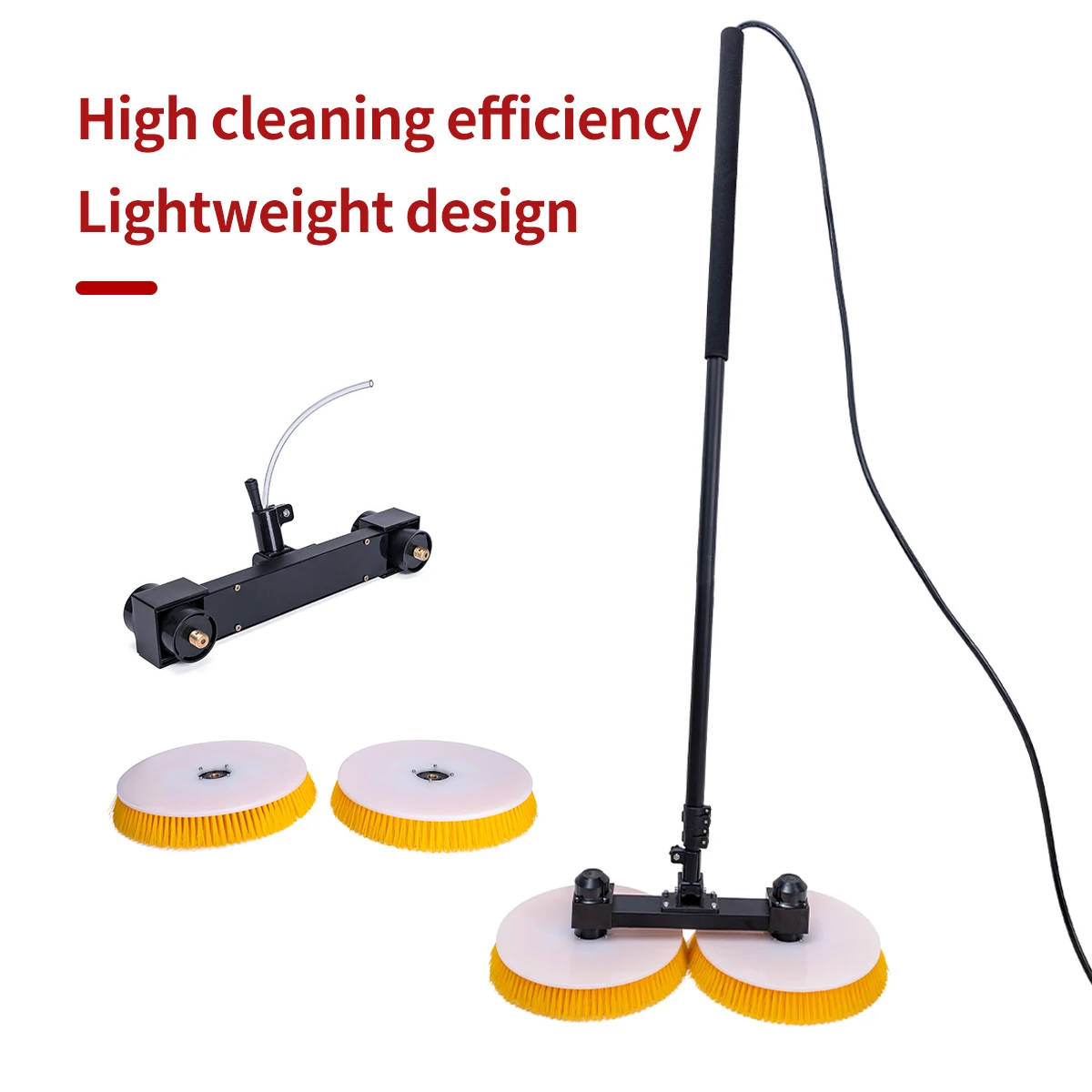 Zhenda Battery Version Rotary Brush Head For Solar Panel Cleaning Solar Panel Cleaning Brushes With 3.5 Meters Extendable Pole