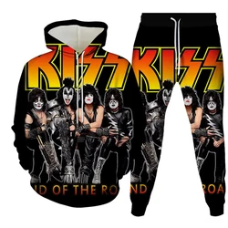 KISS Rock Band 2Pcs Set 3d Printed Hoodie+Pants Set Fashion Tracksuit Men's Hip Hop Suit Casual Kids Hooded Sweatshirts