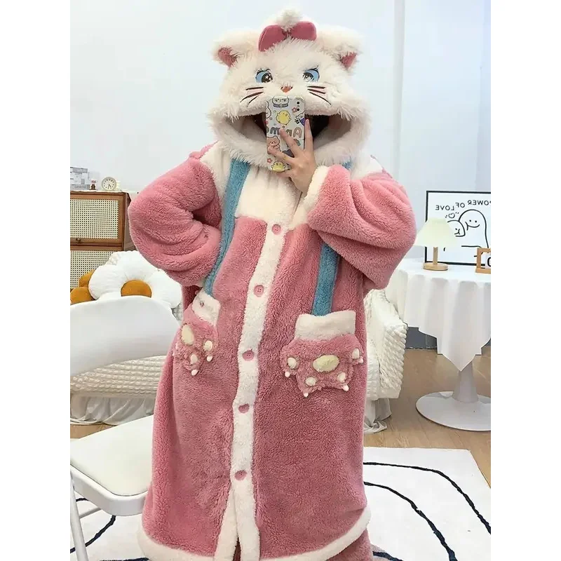 

MINISO Adult Marie Cat Cosplay Costume Robes Kigurumi Onesie Anime Nightgown Halloween Cartoon Pajamas