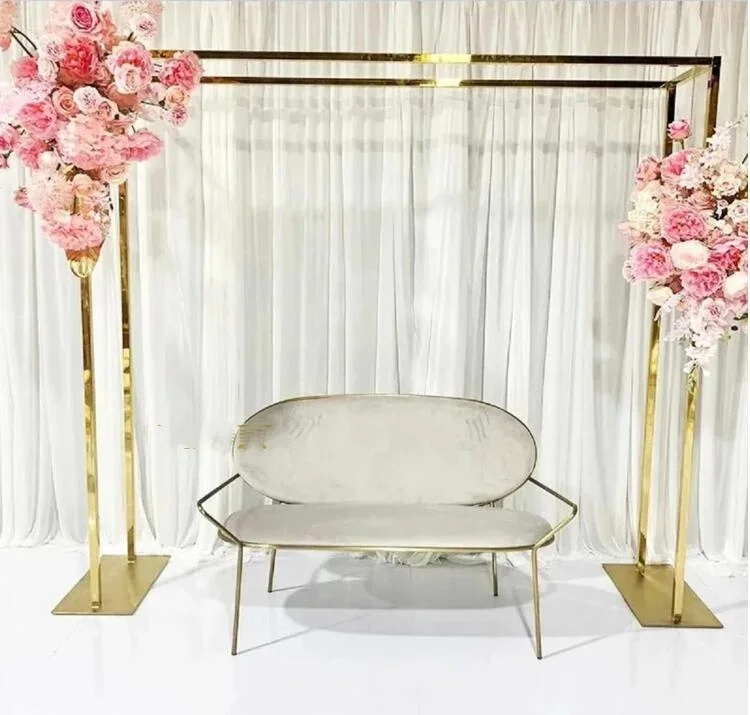 Wedding props background wall stainless steel wedding background floral frame arch