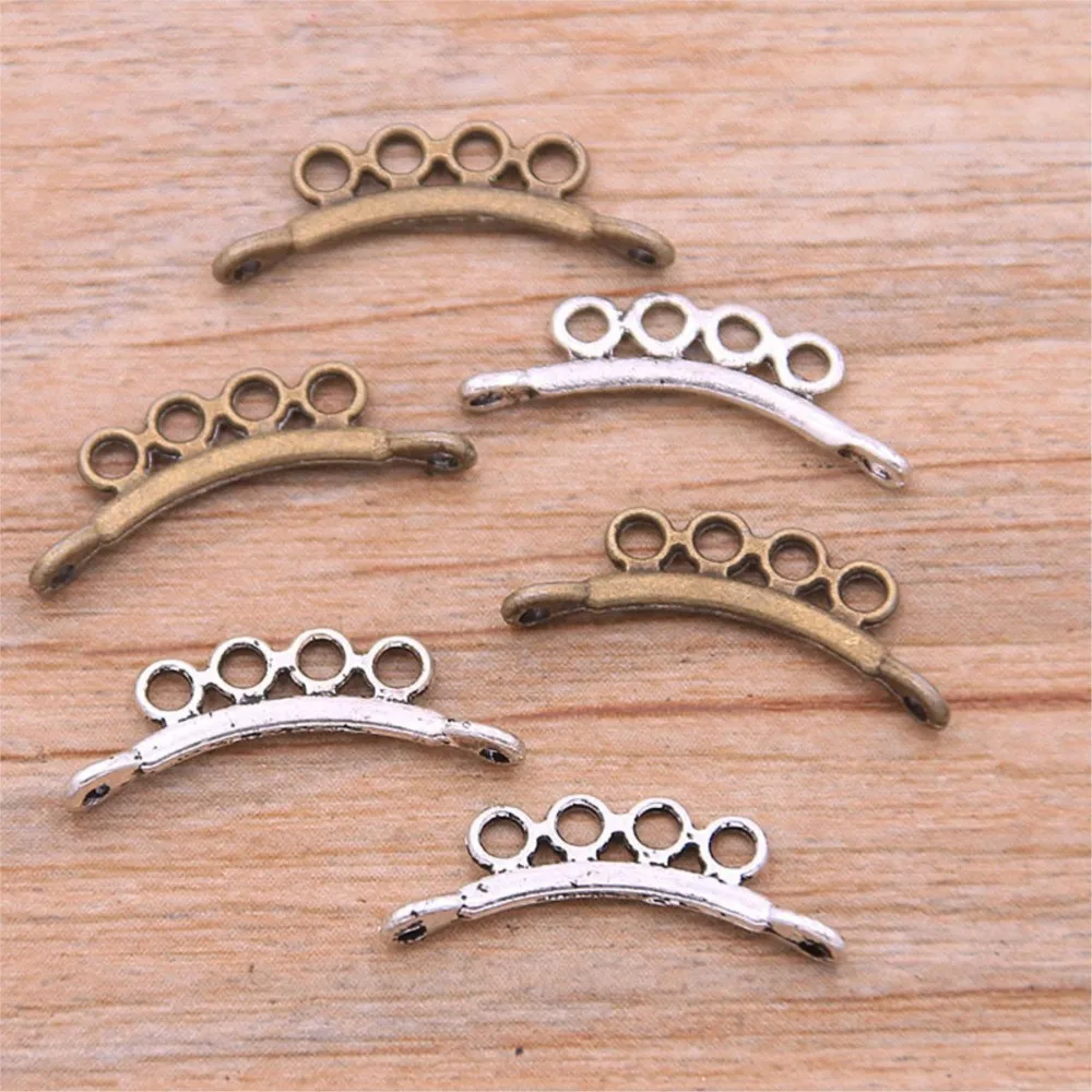 50Pcs 4x19mm Porous Vintage Metal Alloy Charms Connector Components DIY Necklace Bracelets Jewelry Findings Craft Accessories