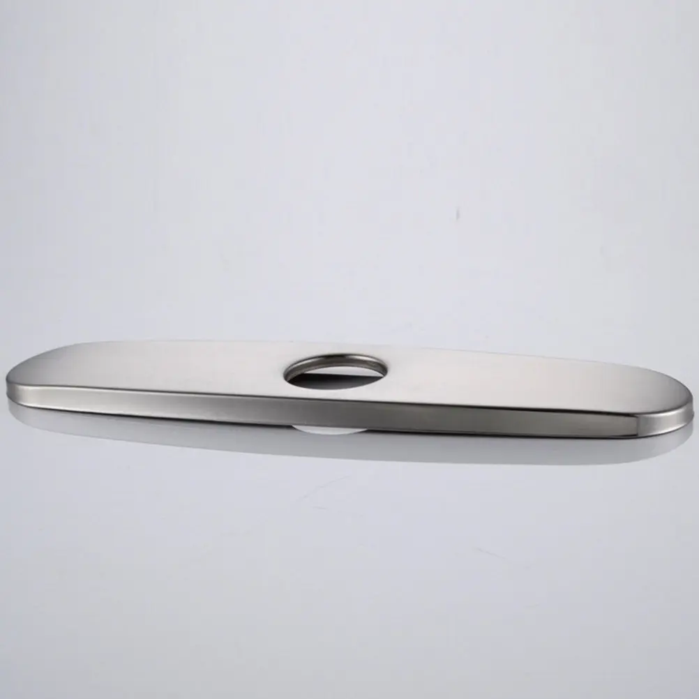 

2Pcs Tap Escutcheon Plate Stainless Steel Electroplated Kitchen Faucet Cover 8 Inch Smooth Edge Rust Resistant Decor Accessory