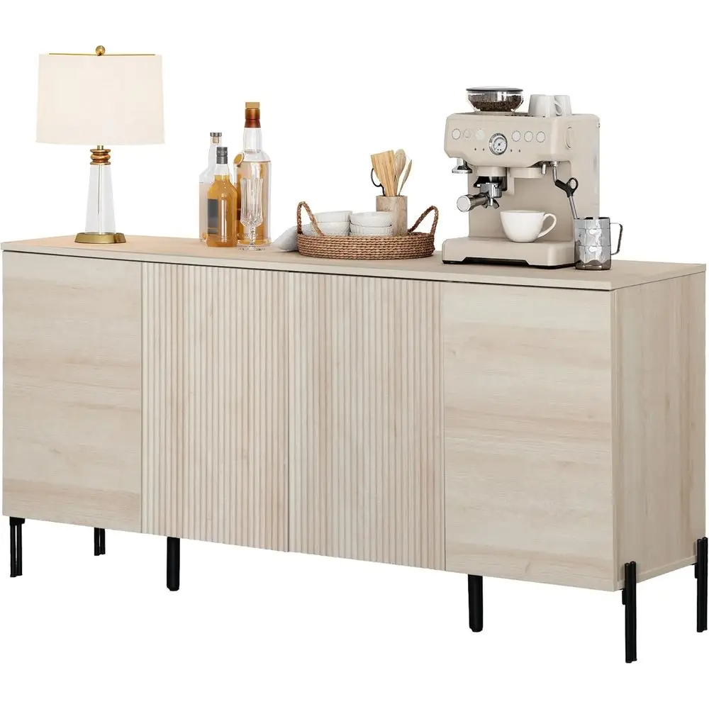 

Large 61.5 Sideboard with Storage, Dining Room Buffet Cabinet, Coffee & Wine Bar Organizer in Beige