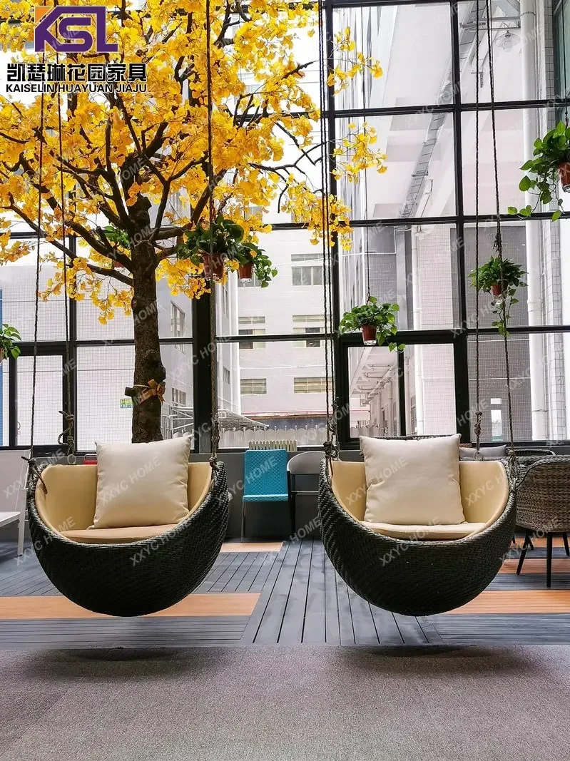 Glider Home Designer Cradle Chair Indoor Swing Single Rocking Chair Balcony Lazy Bird's Nest Hanging Basket Rattan Chair