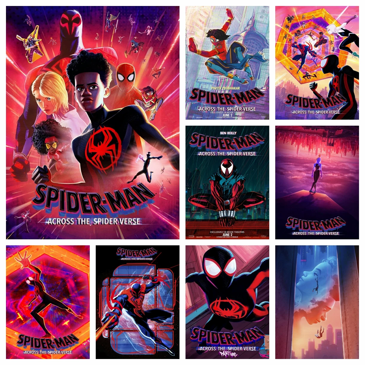 Kit de pintura de diamante 5D DIY Spider-Man a través del Spider-Verse, bordado, mosaico, punto de cruz, decoración del hogar, manualidades de regalo para niños