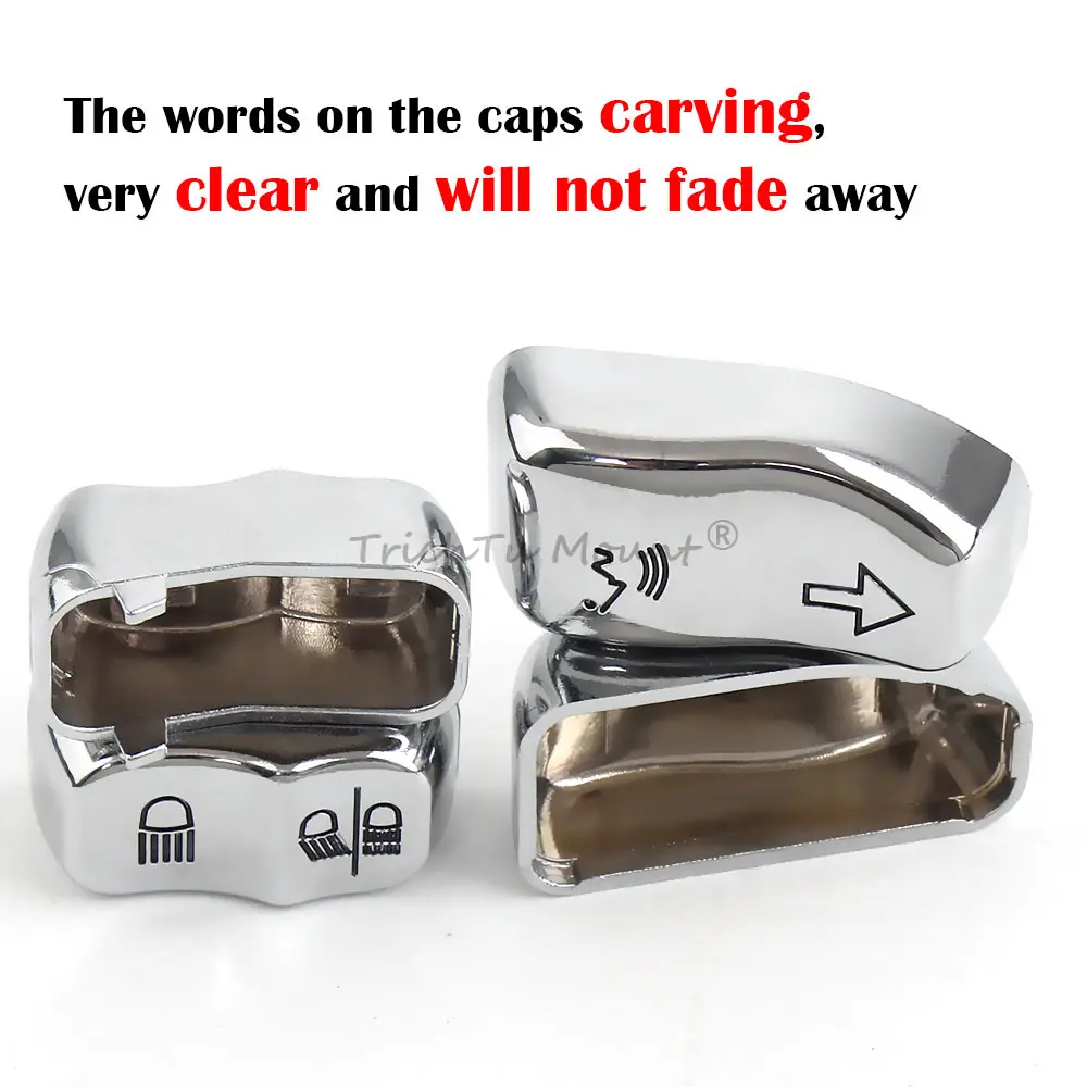 Chrome Hand Control Switch Buttons Caps Motorcycle For Harley Touring Electra Street Glide Ultra Limited Road King 2014-2024