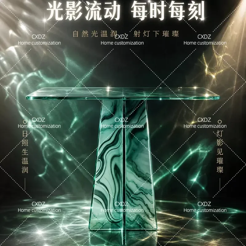 Light Luxury Tempered Glass Entrance Platform Large Flat Floor Villa Hotel Clubhouse Art Entryway Modern Home Decor