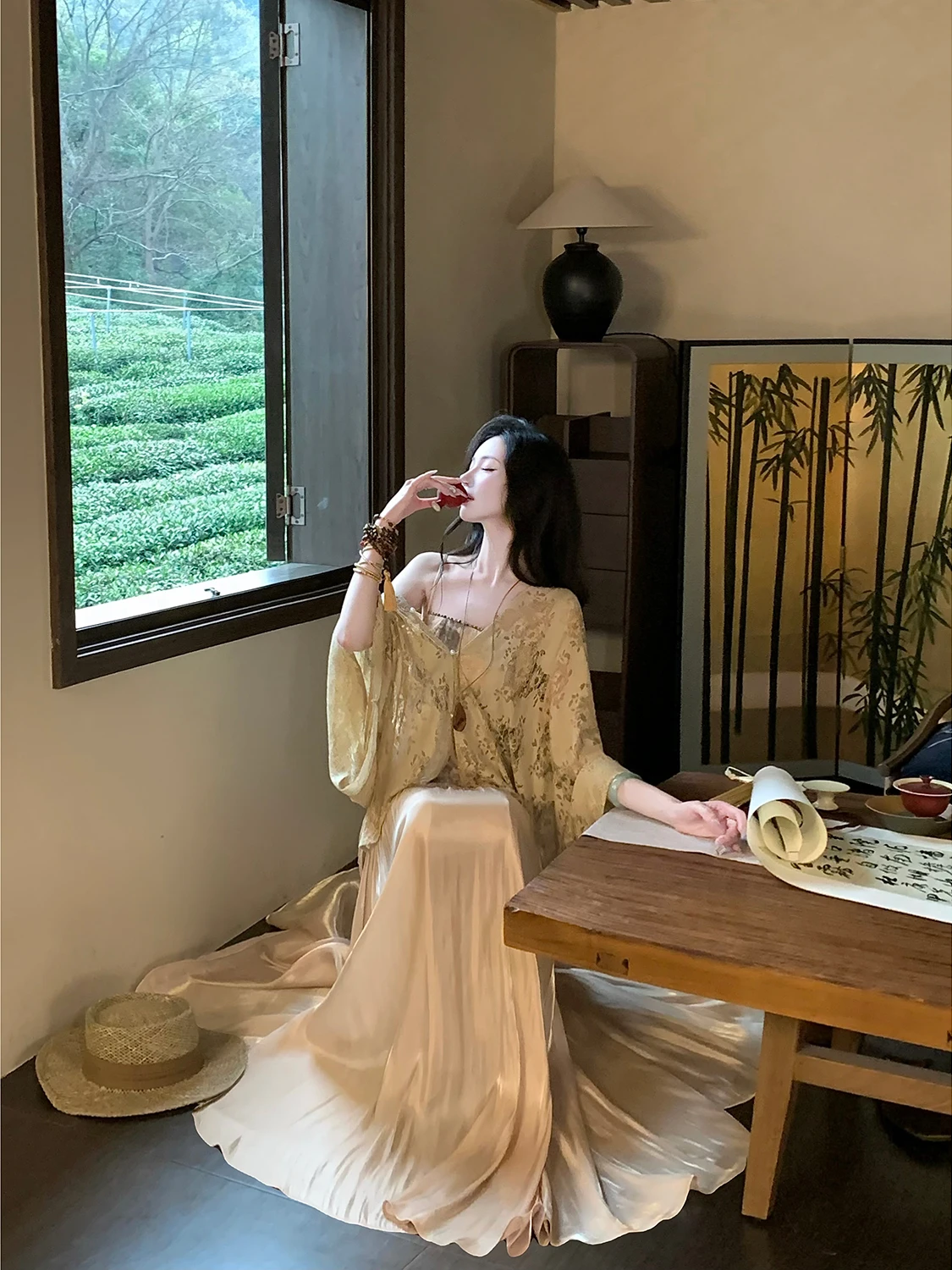 Syqiao Summer Artistic Vintage Air Conditioned Lace Open Cardigan Loose Lazy Sun Protection Outerwear Elegant Chinese Style Top