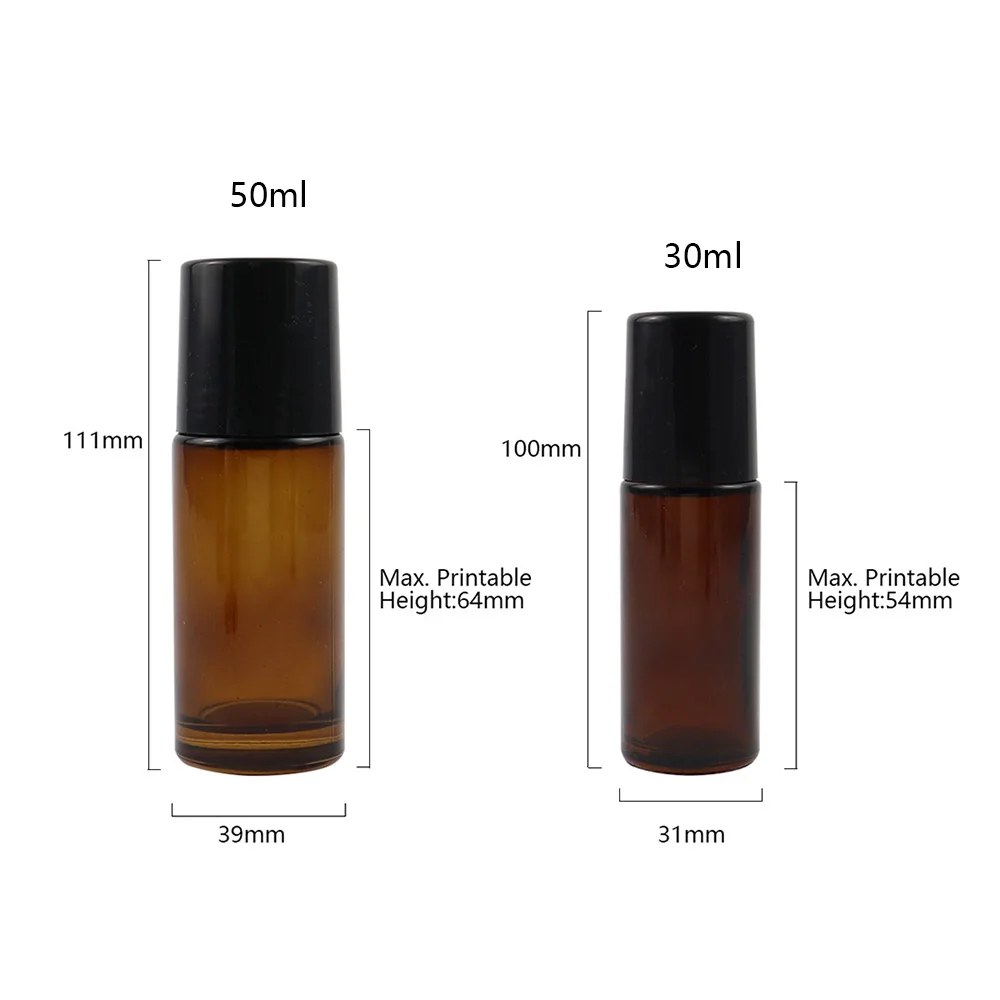 10 x 30ml 50ml Amber Glass Roll On Perfume Bottle 50cc Empty Brown Essential Oil Roll-On Containers for use Cosmetic Packaging