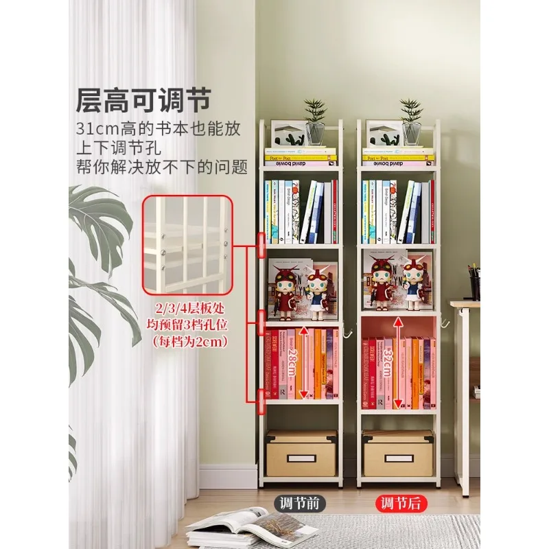 Bookcase Storage Rack, Floor to Ceiling Corner, Small Bookshelf, Small Iron Art Crevice, Narrow Shelf