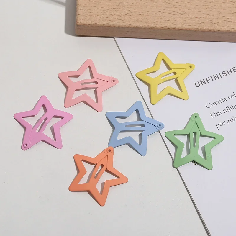 6pcs Cute Colorful Star Waterdrop Shape Hair Clips For Girls Children Lovely Hair Decorate Hairpins Kids Hair Accessories Random