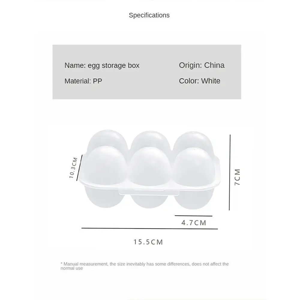 Egg Box 6 Grid Egg Holder Container Clear Reusable Egg Carton with Egg Dispenser Storage Boxes Kitchen Organizer for Camping