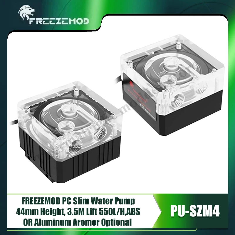 

FREEZEMOD PC Slim Water Pump 44mm Height, 3.5M Lift 550L/H,ABS OR Aluminum Aromor Optional PU-SZM4