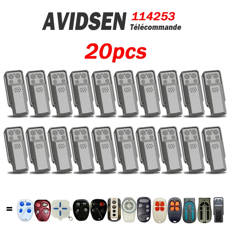 

20pcs AVIDSEN 114253 Garage Remote Control Compatible With AVIDSEN 104250 654300 104251 104700 614701 433.92MHz Remote Control