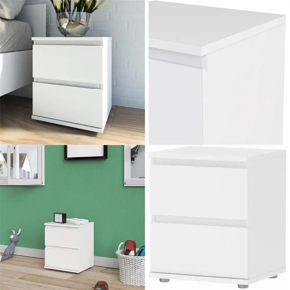 

Белый прикроватный столик для спальни (двойной)