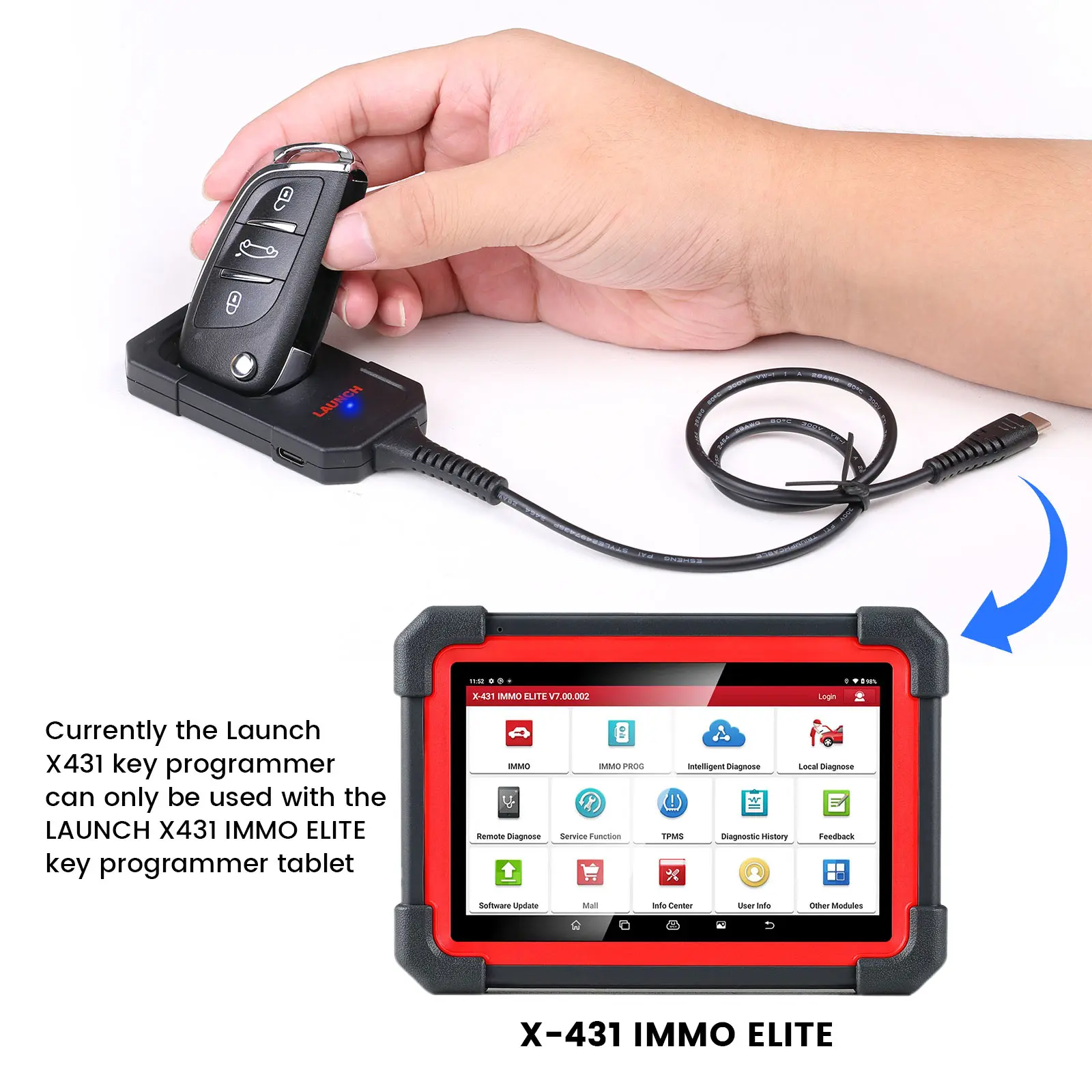 Launch X431 Key Programmer Remote Maker Only Used with the LAUNCH X431 IMMO ELITE / IMMO PLUS Key Programmer