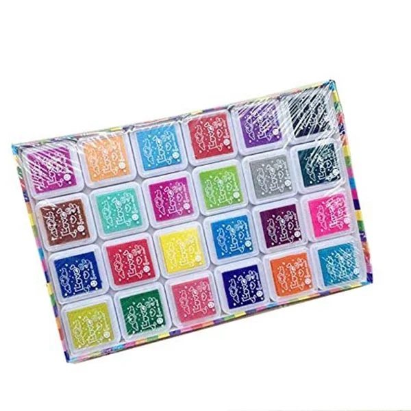 24 Colors Creative Finger Inkpad Set Multi Colour Craft DIY Ink Pad Stamp Pads for Art Projects Ink Pads Fingerprint Pad