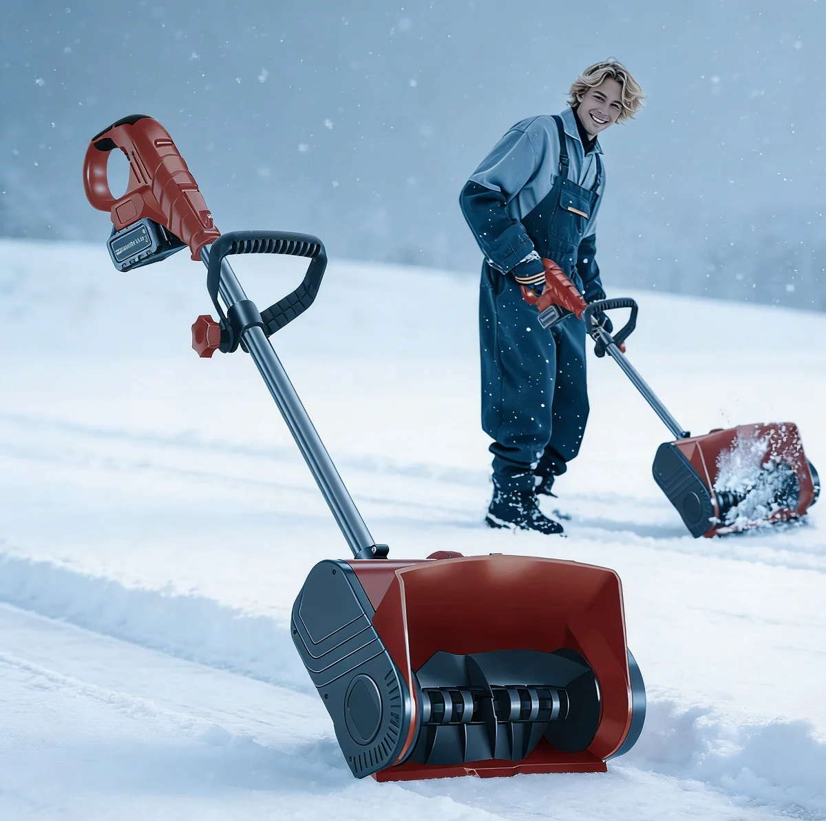 Cordless Electric Snow Blower 20V Lithium Battery Snow Sweeper Portable Handheld Snow Removal Machine for Home Driveway Sidewalk