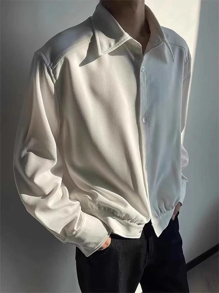 

lectual Sle White Long Sve Men's irt Spring Faion Ice Silk Cleanfit Jaet Breathable Polyester Casual irt