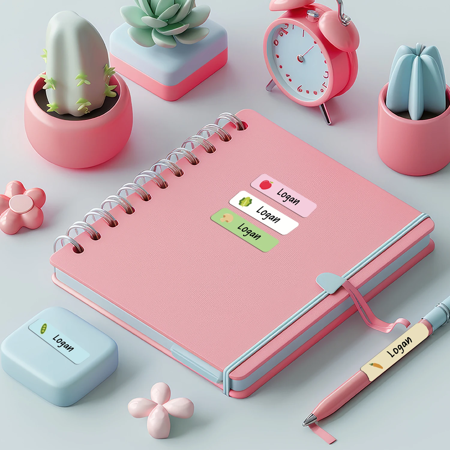 Etiqueta autoadesiva à prova d'água, etiquetas de nome de vegetais, etiquetas personalizadas de jardim de infância para crianças, papelaria escolar