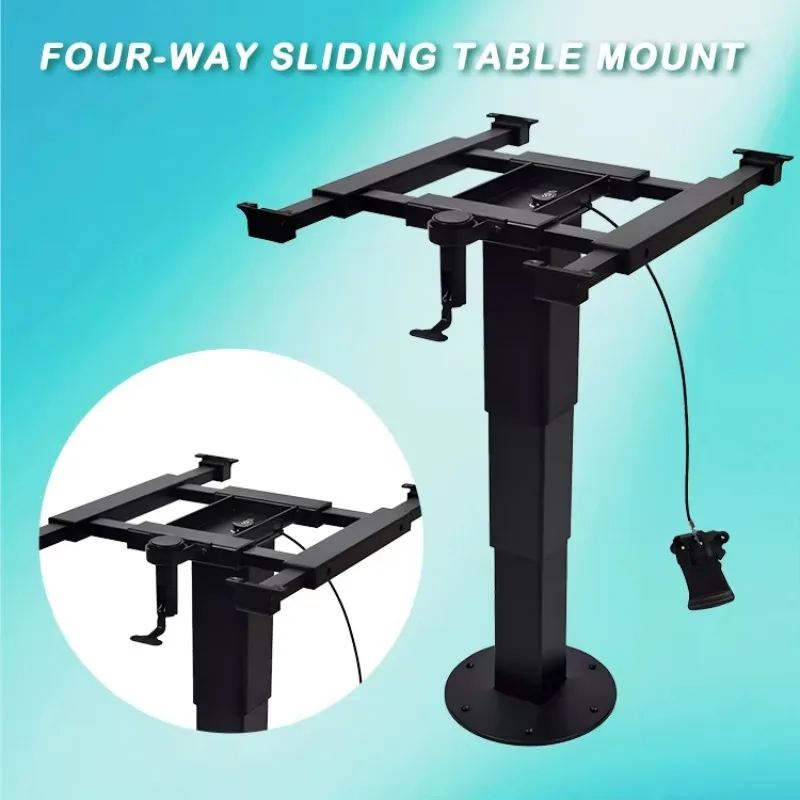 RV Table Pedestal 4Way Sliding Height Adjustable Telescopic Leg Aluminum Steel Foot Pedal for Campervan Motorhome Yacht Boat