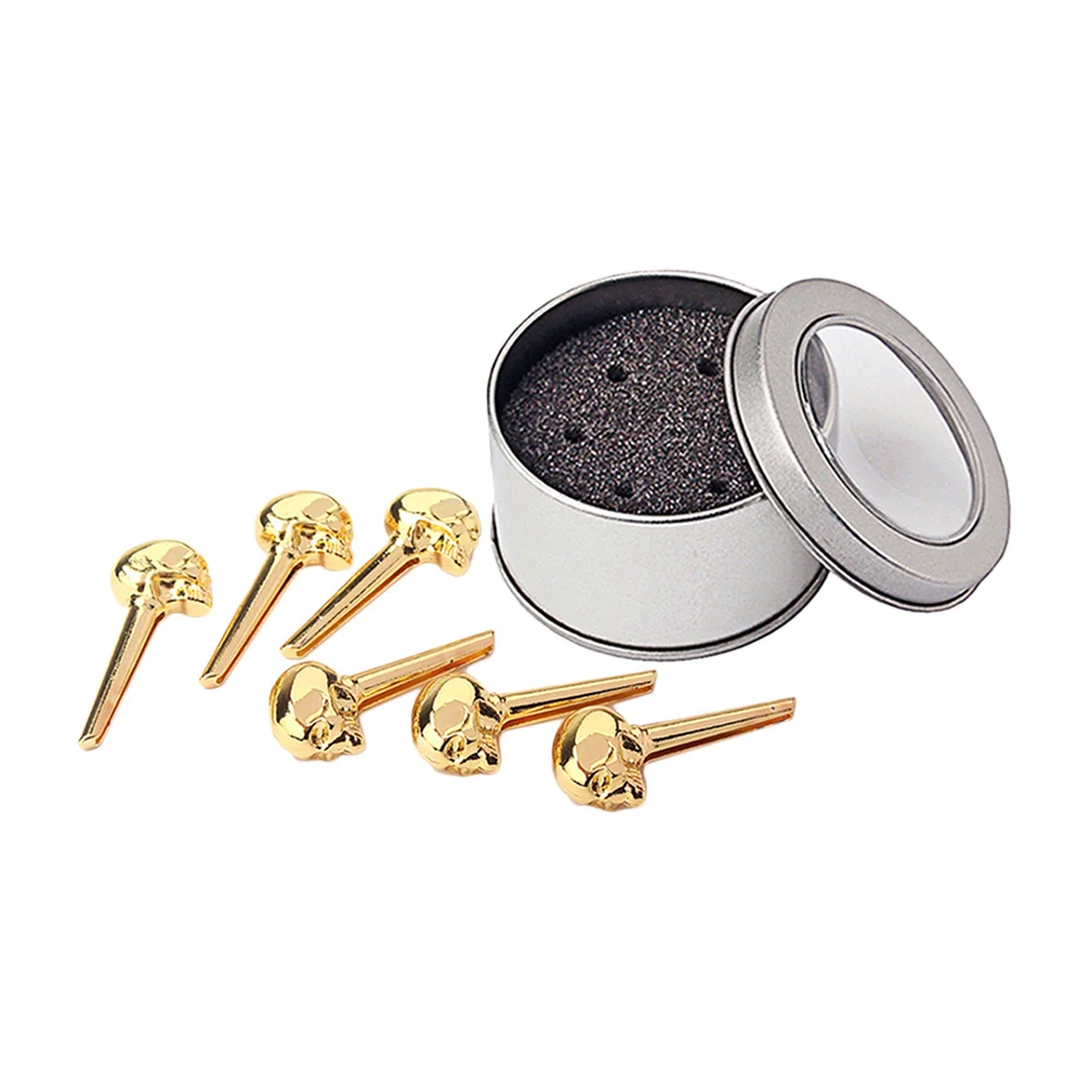 

6Pcs Skull Head Zinc Alloy Bridge Pins Acoustic Guitar Mandolin Bridge Replacement Accessories Cool Metal Design