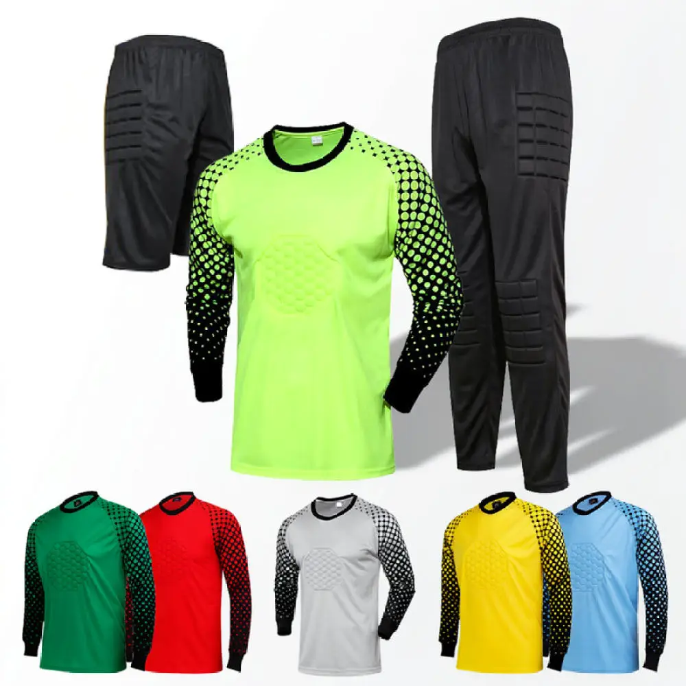 Professional Goalkeeper Jersey Padded Anti Impact Long Sleeve Shirt Protective Football Training Uniform Youth Adult Gear
