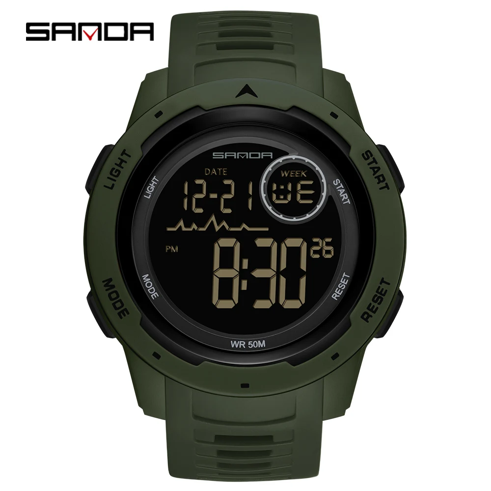 SANDA 2125 LED Digital Watch Man Military Wristwatch Relogio Masculino  Brand Sports Men Watches Fashion Countdown Waterproof