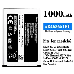 AB463651BU Battery for Samsung GT-C3060R C3222 C3322 C3530 S5600 S5610 S7070 P220 P260 S3650 S3370 322 AB463651BA AB463651BE NEW