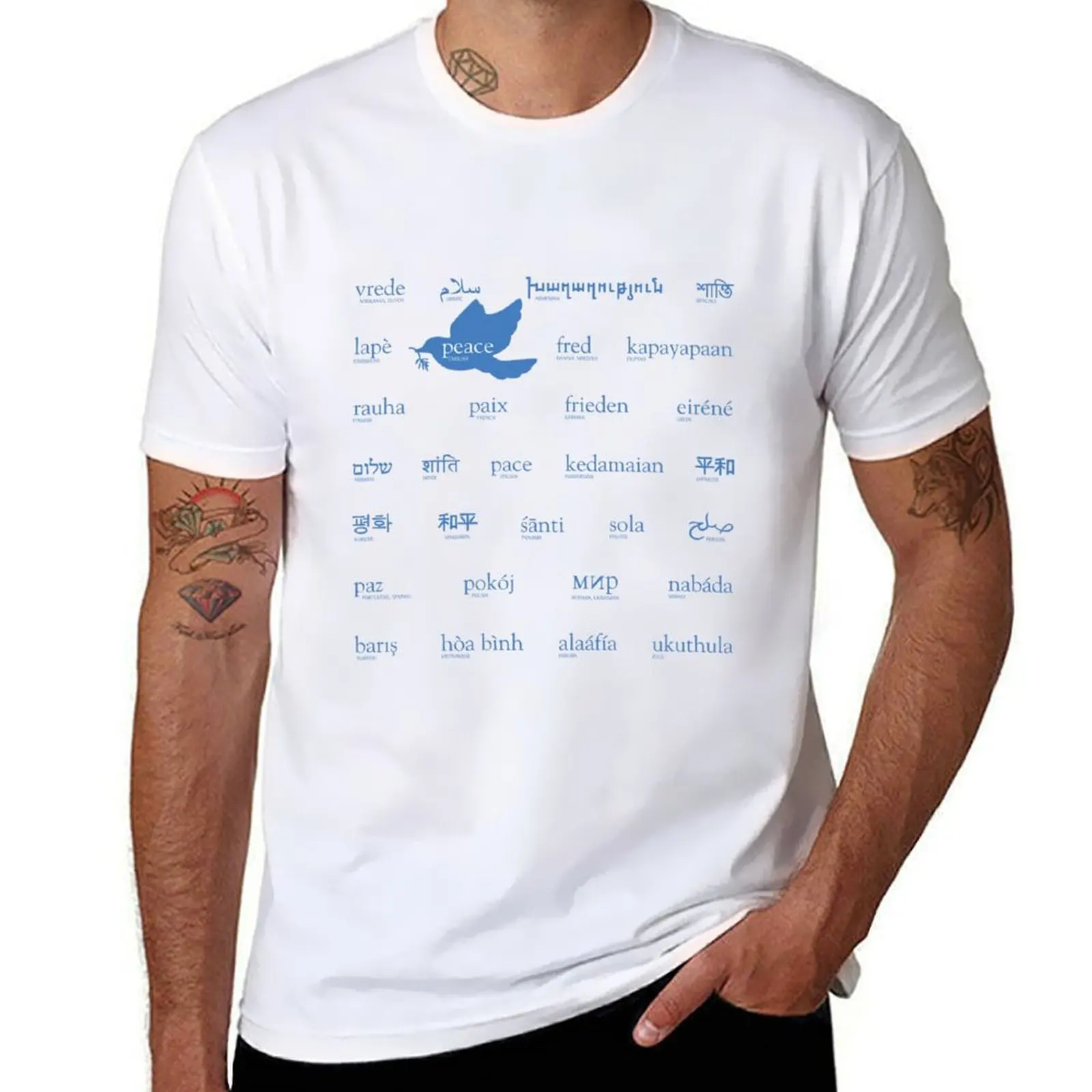 

Peace in 33languages T-Shirt t shirts for man cotton soft man t shirt summer T-Shirt