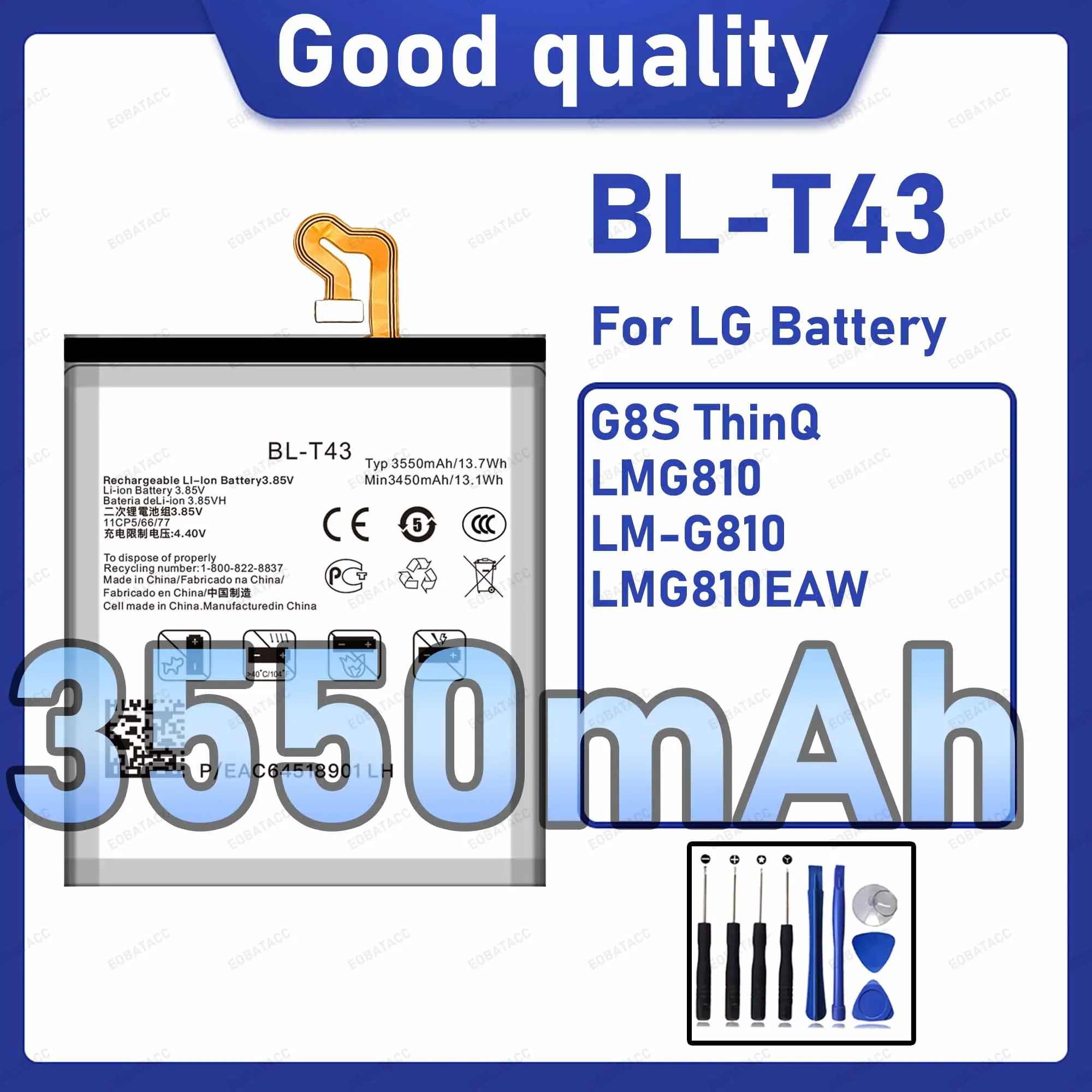 3550mAh 100% New BL-T43 Battery For LG G8S ThinQ/LM-G810 Replacement Bateria+Free Tools