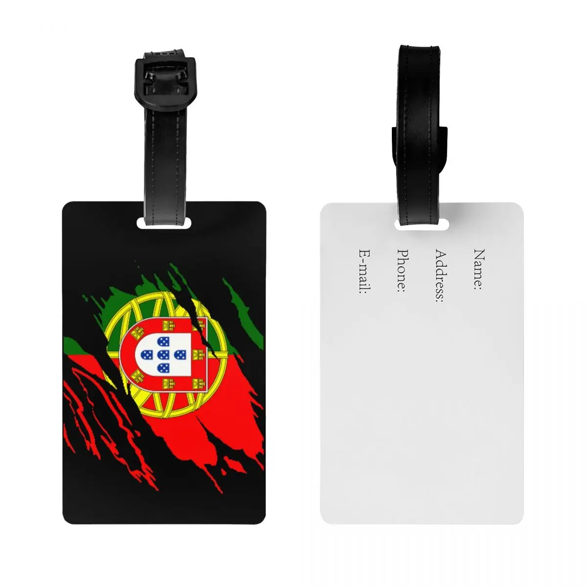 Custom Vintage Flag Of Portugal Luggage Tag With Name Card Portuguese Pride Privacy Cover ID Label for Travel Bag Suitcase