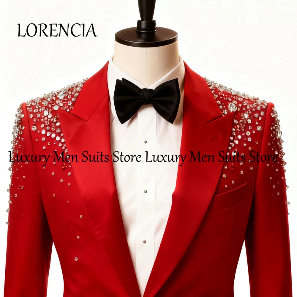 

Роскошные мужские костюмы с бриллиантами, комплект из 2 предметов, смокинг с кристаллами, наряд для свадебной вечеринки, 2025, блейзер на заказ, брюки, trajes para hombre