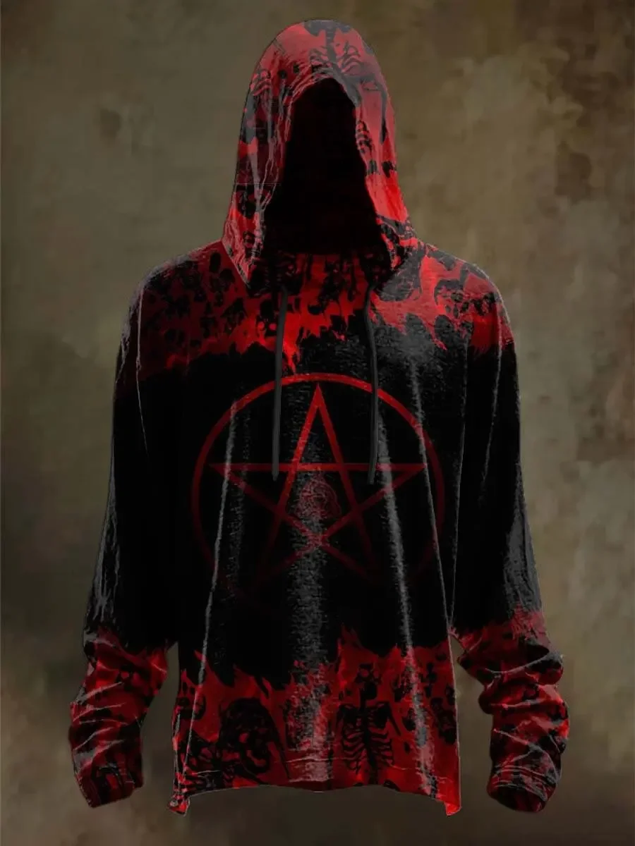 

Halloween Skull Gradient Skull Print Casual Hooded Sweatshirt Men's Pullover Tops