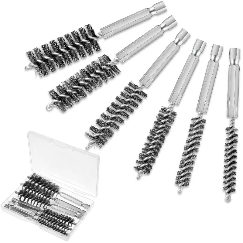 Hexagonal Handle Drill Cleaning Brushes Stainless Steel Drill Cleaning Brush Machinery Deburring Polish Washing Rust Removing