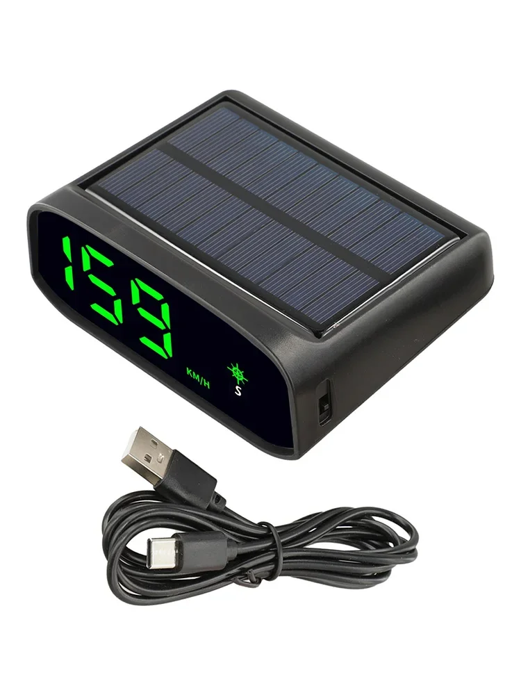 Solar GPS Head Up Display Digital Speedometer With Compass Light Sensing HUD For Car Dashboard Electronic Accessories