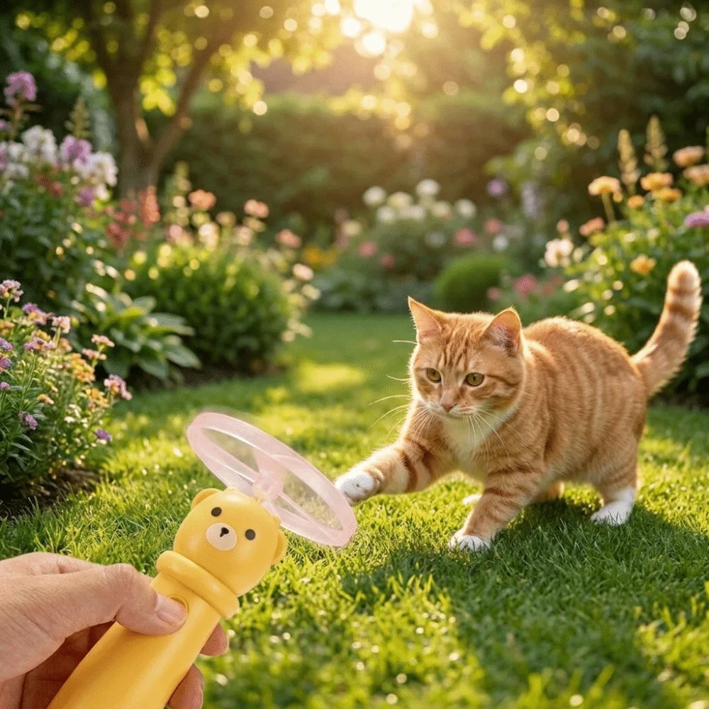 360° Rotation Butterfly Electric Cat Teaser USB Rechargeable Automatic Launching Stick Toy Suction Cup Base Flying Disc Cat Toy
