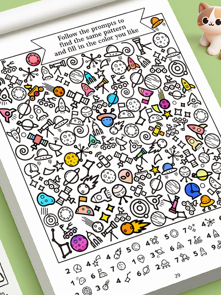 البحث والعد والألوان - كتاب ألغاز مرئي ممتع للأطفال للبحث عن الأشياء المخفية، والعد كم رؤى، والألوان لتعزيز الاهتمام والمراقبة والمهارات الحركية الدقيقة #4