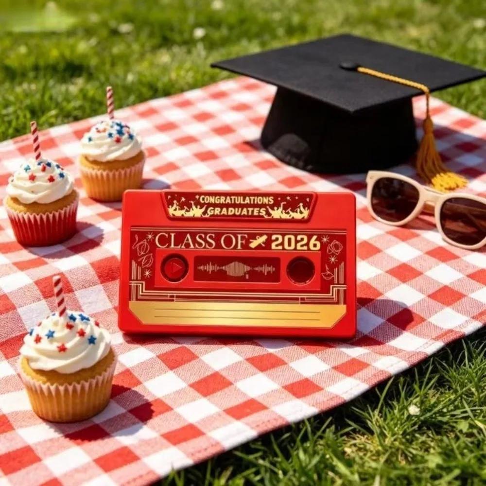 Class of 2026 Voice Recording Card Audio Message Talking Greeting Card Graduation Keepsake Card Nostalgic Cassette Tape Style