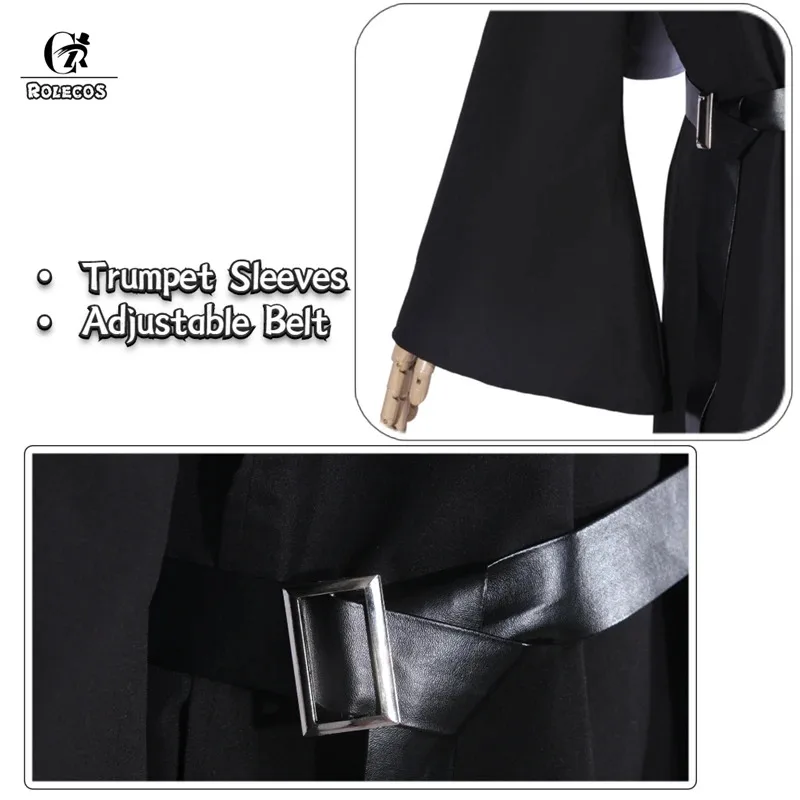 ROLECOS الراهبة تأثيري حلي أفلام الرعب تأثيري الصليب شبح هالوين زي الشعوذة السوداء النساء هالوين زي