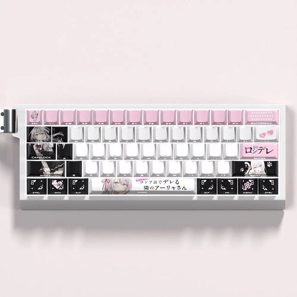 Anime Keycap PBT Cherry 74 Key Side Engraved Translucent Keyboard Keychain Compatible with 60 65 68 Mechanical Keyboard
