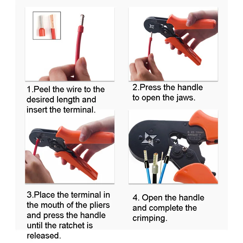 Terminal Crimping Pliers HSC8 6-4/6-6 Crimper Tools Wire Connector Ferrule Household Electrical Clamp Tool